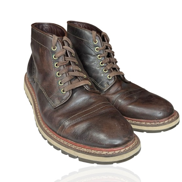 TIMBERLAND Earthkeepers 5448A Rugged Brown Burnished Leather Ankle Boots 9.5 Men - Picture 1 of 13